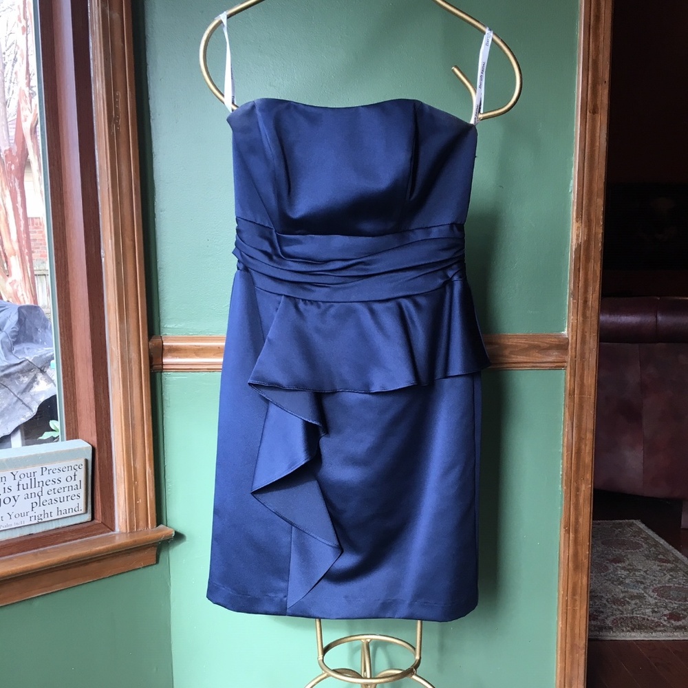 Navy David's Bridal Bridesmaid's Dress